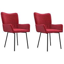 vidaXL Chaises à manger lot de 2 Rouge bordeaux Velours