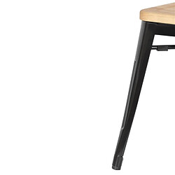 Avis Tabourets Bistro Bas en Acier Noir avec Assise en Bois - Lot de 4 - Bolero