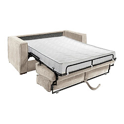 Vente-Unique Canapé 3 places convertible express en velours côtelé beige - Couchage à lattes larges 140 cm - Matelas 14 cm LORETO pas cher