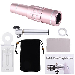 Wewoo Télescope pour iPhone Galaxy Huawei Xiaomi LG HTC et autres Smart Phones Or Rose Universel 18X Loupe Objectif Téléphone Mobile 3 en 1 + Trépied + Clip pas cher