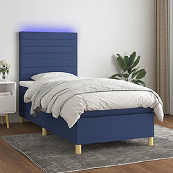 vidaXL Sommier à lattes de lit et matelas et LED Bleu 80x200 cm Tissu