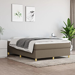 vidaXL Sommier à lattes de lit avec matelas Taupe 140x190 cm Tissu