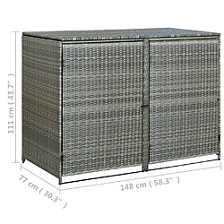 vidaXL Abri de poubelle double Résine tressée Anthracite 148x77x111cm pas cher