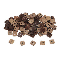 100pcs boutons en forme de noix de coco en bois de forme carrée 2 trous pour la couture artisanale