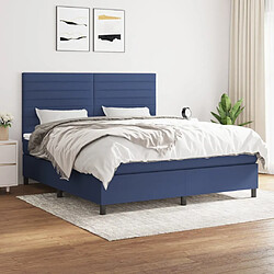 Maison Chic Lit adulte- Lit + matelas,Sommier à lattes de lit avec matelas Bleu 180x200 cm Tissu -GKD73543