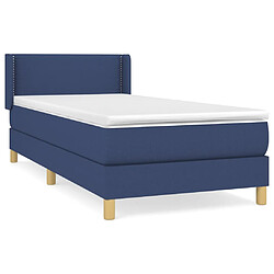 vidaXL Sommier à lattes de lit avec matelas Bleu 90x190 cm Tissu