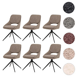 Mendler Lot de 6 chaises de salle à manger HWC-N73, chaise de cuisine, pivotante Auto-Return, tissu/textile Boucle (540g/m²) Oeko-Tex ~ beige