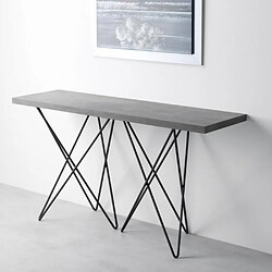 Inside 75 Table console extensible ouverture en livre HERMES plateau gris béton pieds gris foncé largeur 140cm