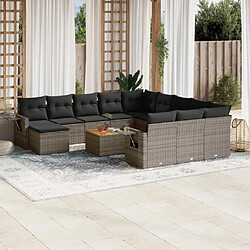 Maison Chic Salon de jardin avec coussins 13 pcs, Ensemble Tables et chaises de jardin, gris résine tressée -GKD759125