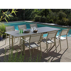 Table de jardin extensible, rectangulaire en aluminium Milos Ivoire - 8/10 places - Jardiline