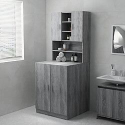 Maison Chic Meuble rangement de salle de bain | Meuble pour machine à laver | Armoire murale de bain Sonoma gris 71x71,5x91,5 cm -GKD89787