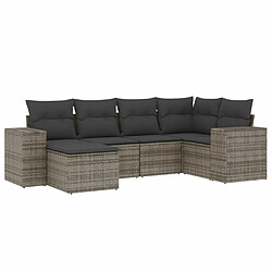 Maison Chic Salon de jardin 6 pcs avec coussins | Ensemble de Table et chaises | Mobilier d'Extérieur gris résine tressée -GKD38592