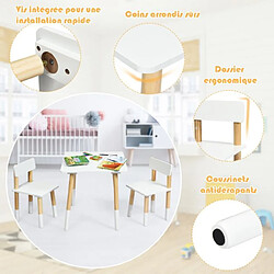 Avis Helloshop26 Ensemble de table et 2 chaises pour enfants de style scandinave en bois table pour chambre d'enfant garderie blanche 20_0002712