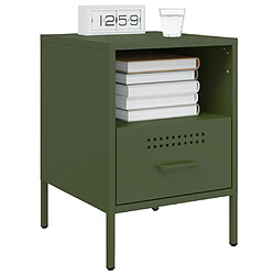 Avis vidaXL Table de chevet vert olive 36x39x50,5 cm acier