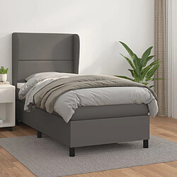 Maison Chic Lit Adulte - Lit simple Lit à sommier tapissier avec matelas moelleux - Meuble de Chambre - Gris 80x200 cm Similicuir -MN55239