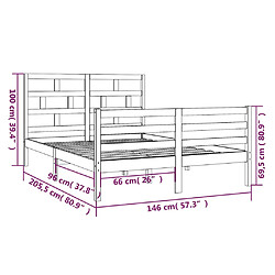 vidaXL Cadre de lit Marron miel Bois de pin massif 140x200 cm pas cher