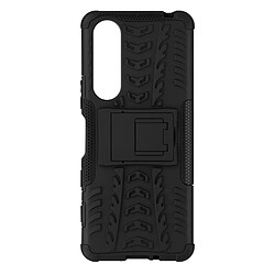 Avizar Coque Sony Xperia 5 III Bi-matière Antichoc avec Béquille Support Noir