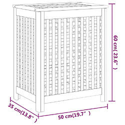 vidaXL Bac à linge 50x35x60 cm bois de teck massif pas cher