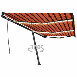 Maison Chic Auvent manuel rétractable,Store manuel de porte avec LED 600x350 cm Orange et marron -GKD30079