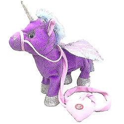 Universal Peluche licorne populaire pour marcher et parler - peluche violet