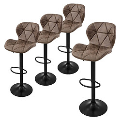 ML-Design Lot de 4 tabourets de bar rembourrées en simili marron hauteur réglable 59-79 cm