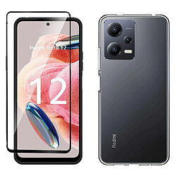 Xeptio Pack coque transparente en TPU et protection écran vitre full noir verre trempé Xiaomi Redmi Note 12 5G / Poco X5 5G