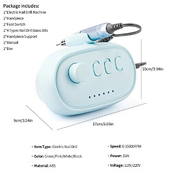 Universal Perceuse à ongles JMD 206 Machine à manucure 35000rpm Lime à ongles de déchargement électrique Accessoires pour machine à polir | Perceuse à ongles électrique (bleu)