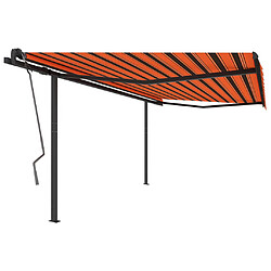 Maison Chic Auvent manuel rétractable,Store manuel de porte avec poteaux 4x3 m Orange et marron -GKD21748