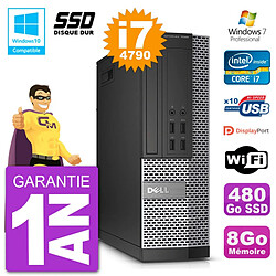 PC Dell 7020 SFF Intel i7-4790 RAM 8Go SSD 480Go Graveur DVD Wifi W7 - Occasion