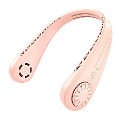 (pink) Neck Fan Portable Silent Hanging Wearable USB Fan