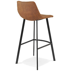 Acheter Alterego Tabouret de bar 'FUJI' en microfibre brune avec pied en métal noir