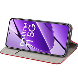 Htdmobiles Housse etui portefeuille avec coque interieure en silicone pour Realme 11 5G et Realme C67 5G + verre trempe - ROUGE MAGNET