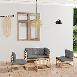 Maison Chic Salon de jardin 5 pcs + coussins - Mobilier/Meubles de jardin - Table et chaises d'extérieur Bois de pin massif -MN74384