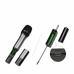 Justgreenbox Système de microphone sans fil UHF 1 TX et 1RX, Argent