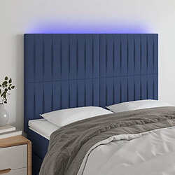 Maison Chic Tête de lit scandinave à LED,meuble de chambre Bleu 144x5x118/128 cm Tissu -MN85293