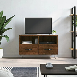 Maison Chic Meuble TV scandinave - Banc TV pour salon Chêne marron 80x36x50 cm Bois d'ingénierie -MN89781