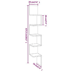 vidaXL Étagère angle murale Sonoma gris 20x20x127,5 cm Bois ingénierie pas cher