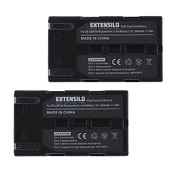 Vhbw EXTENSILO 2x Batteries compatible avec Samsung SC-D351, SC-D352, SC-D353, SC-D354, SC-D355 appareil photo, reflex numérique (1600mAh, 7,2V, Li-ion)