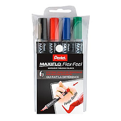 Pochette 4 marqueurs effaçable Pentel Maxiflo Flex pointe conique 4,6 mm