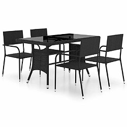 Salle à dîner de jardin 5 pcs,Table et chaise à manger Résine tressée Noir -MN90598