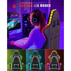 RATTANTREE Chaise gaming avec led, chaises de gamer, fauteuil gaming led, fauteuil gamer, Dossier Hauteur Réglable, Fauteuil Gaming LED avec Lombaire&Appui-Tête Appui, Noir Gris pas cher