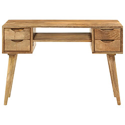 Helloshop26 Bureau table poste de travail meuble d'ordinateur informatique étude avec tiroirs 110 x 47 x 76 cm bois de manguier solide brun 02_0023462