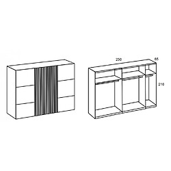 Avis Inside 75 Armoire coulissante PRISMA 250cm graphite rechampis lamelles imitation chêne artisan