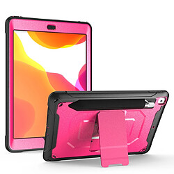 Wewoo Coque Pour iPad 9.7 2018 et 2017 PC à rotation à 360 degrés + étui de protection en silicone avec support et dragonne rose rouge