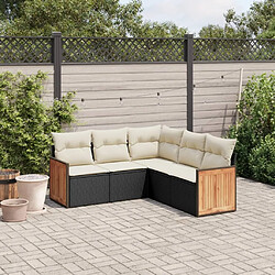 Maison Chic Ensemble de 5 Tables et chaises d'extérieur avec coussins,Salon de jardin noir résine tressée -GKD493436