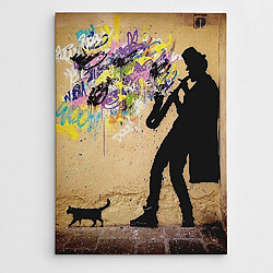 EPIKASA Impression sur Toile Banksy Saxophone et Chat