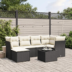 Maison Chic Ensemble Tables et chaises d'extérieur 7pcs avec coussins,Salon de jardin noir résine tressée -GKD495444