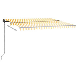 Maison Chic Auvent manuel rétractable,Store manuel de porte avec LED 450x300 cm Jaune et blanc -GKD49233 pas cher