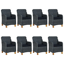 Maison Chic Mobilier à dîner 9 pcs et coussins- Ensemble table et chaises d'extérieur - Salon/Mobilier de jardin classique Résine tressée Gris foncé -MN46496