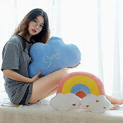 Avis Universal 48cm arc-en-ciel Cloud Moon Planche Pillow Coussin Mignon Soft Cloud Rainbow Moon | Planche-oreiller (bleu)